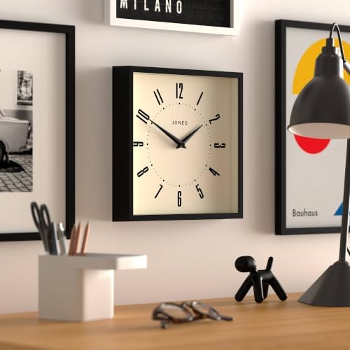 JONES CLOCKS® Box wall Clock | Retro Square Clock | 10" | Black | Easy to Read - Image 5