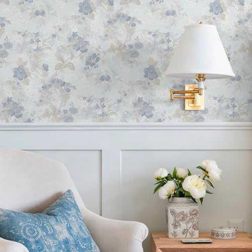 Ismoon Vintage Wallpaper Floral Peel and Stick Wallpaper 17.3in x6.56ft Blue - Image 3