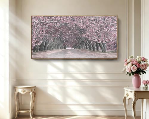 Nicetop Framed Canvas Wall Art – Pink Cherry Blossom Tree Tunnel Canvas Print - Image 4