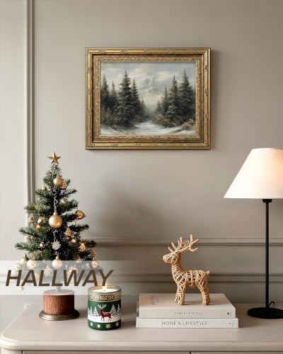 InSimSea Gold Framed Winter Forest Wall Art, Landscape Painting, 13x16 Inch - Image 3