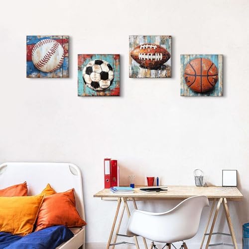 Sports Wall Decor Kids Playroom Art Soccer Basketball Football Baseball Pictures - Image 2