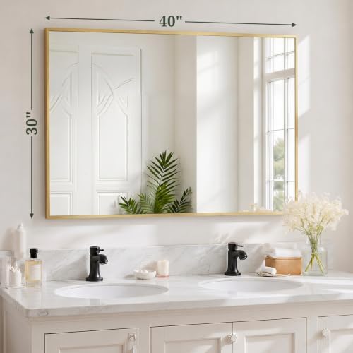 Bathroom Mirror for Wall, 40x30 Inch HD Tempered Glass Vanity Mirror - Image 2