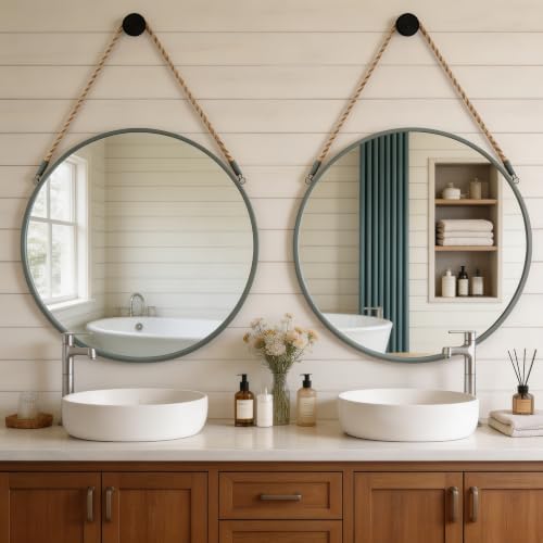POZINO 20" Round Wall Mirror - Image 4