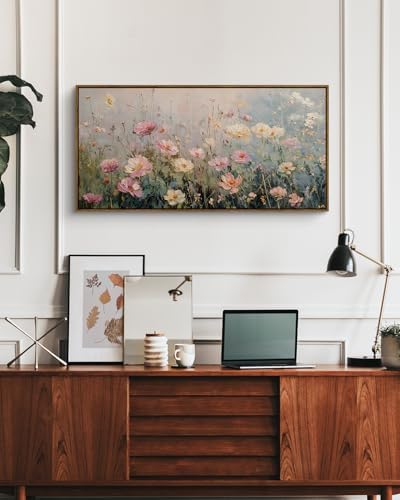 InSimSea Extra Large Framed Vintage Wall Art, Wildflowers Field - Image 4