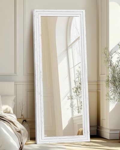 65x22in Full Length Mirror, 3-Tier Stepped Solid Wood Frame - Image 2