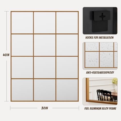 Antok Wall Mirror, Metal Framed Wall Mounted Mirror, Hanging or Leaning - Image 6