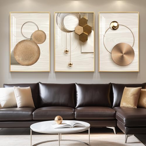 Large Framed Modern Luxury Gold Wall Art - Image 4