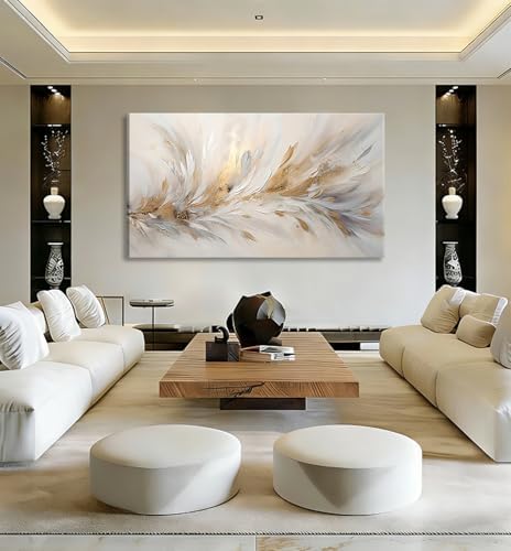 ONEOLTN Golden Feather Wall Art Canvas Print - Image 2