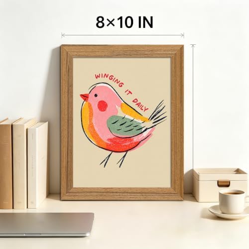 Framed Funny Bird Wall Art Winging It Canvas Picture Boho Wall Decor - Image 3