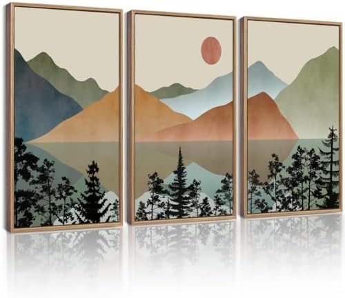 KUVIOKE Landscape Mountain Wall Art 16x24in Natural Framed by KUVIOKE