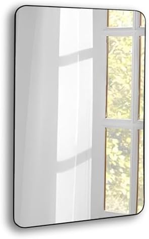 Black Bathroom Wall Mirror, 20 x 30 Inch Rectangle Vanity Modern Mirror - Image 4