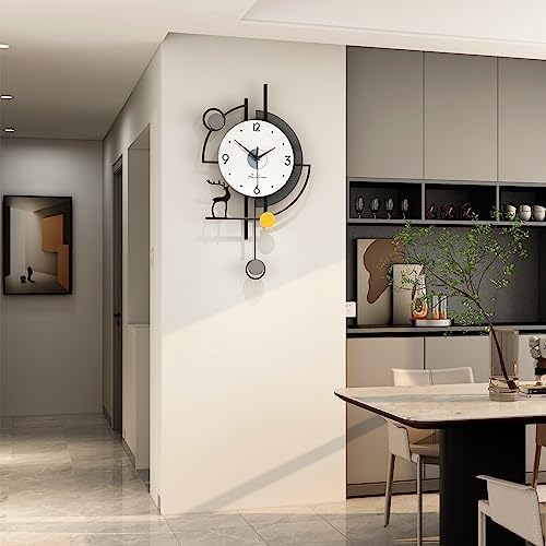 FLEBLE Large Wall Clocks for Living Room Decor Modern Pendulum Clock Silent - Image 2