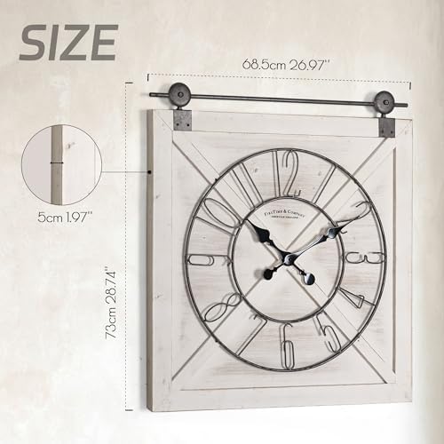 Oakrain Rustic Large Wall Clock, Classic Vintage Hanging Clock, Silent - Image 2