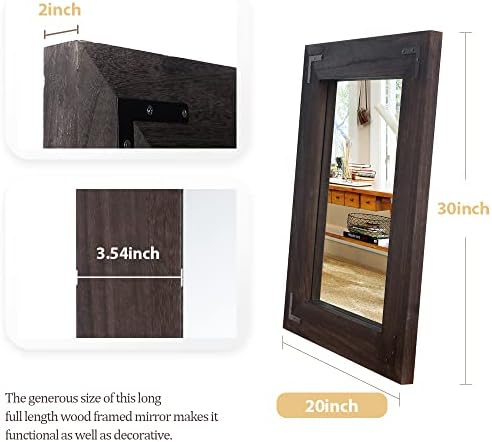 YOSHOOT Rustic Wooden Framed Wall Mirror, Natural Wood Bathroom Vanity Mirror - Image 2