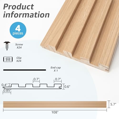 Art3d 108 x 5.7 Inch Slat Solid Wood Wall Paneling - Image 5