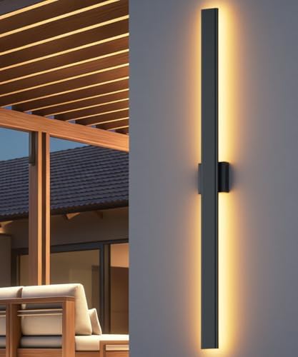 Aipsun 47.2" LED Outdoor Wall Light, Modern Black Exterior Lighting Fixture by Aipsun
