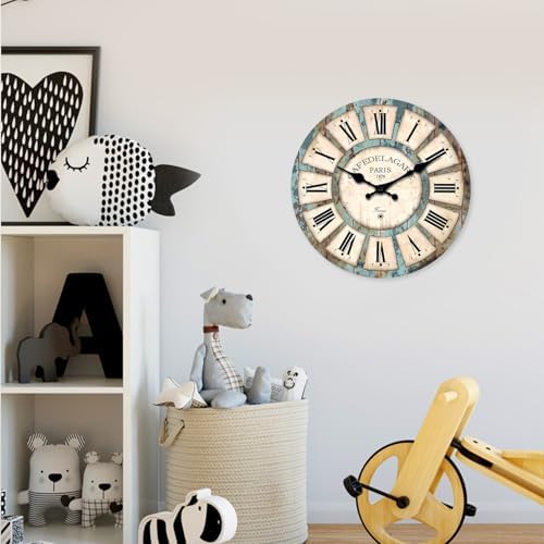 Farmhouse Wood Silent Wall Clocks Battery Operated 20 Inch - Image 3
