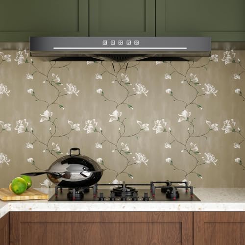 Laatse Vintage Khaki Floral Bird Wallpaper Peel and Stick 17.5" × 393" - Image 2