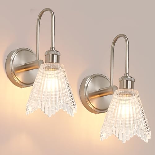 Wall Sconces Set of Two, Nickel Sconces Wall Decor by Vikdio