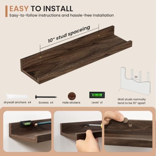 Dreamland Picture Ledge Shelf for Wall, Floating Shelves Set of 2, 18 inch Long - Image 4