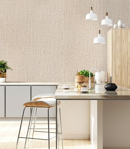 Beige Grasscloth Peel and Stick Wallpaper Textured 15.7in x 196.8in - Image 5
