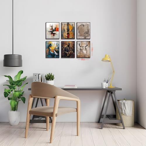 Modern Abstract Music Wall Art Set of 6, Unframed Canvas Posters Prints - Image 2