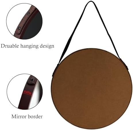 Brown Round Hanging Mirror - Image 3