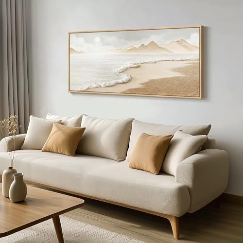 Framed Boho Coastal Ocean Wall Art, Extra Large Beach Decor, 30x60 Inch - Image 2