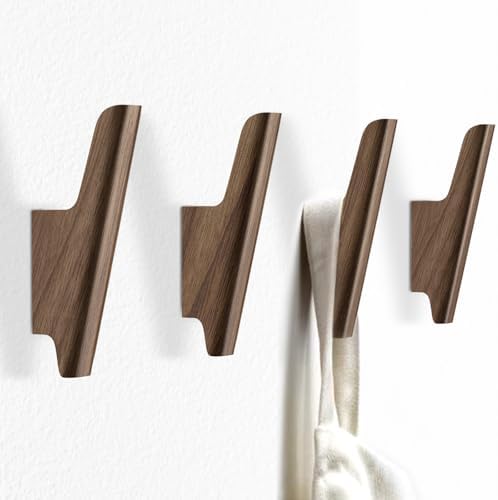 Wood Wall Hooks 4 Pack Coat Hooks Wall Mount, Towel Hooks by FCOWK
