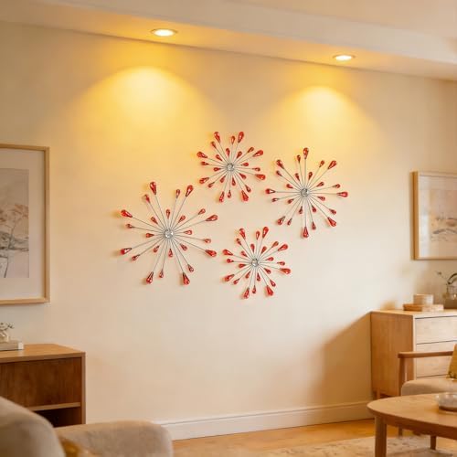 ZEXUIRU 4 Set Silver Starburst Wall Art - Image 4
