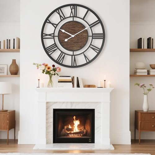 Pytha Sight 20 Inch Walnut Roman Numerals Large Wall Clocks - Image 3