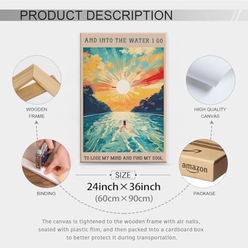Sunrise Sunset landscape Posters Abstract Ocean Painting Wall Art 24X36 inch - Image 2