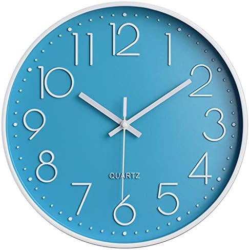 Lake Blue Vintage Style Non-Ticking Wall Clock, Battery Operated Quartz Analog by Preciser