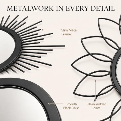 Black Sunburst Mirror 14x14 Inch, Decorative Wall Accent - Image 2