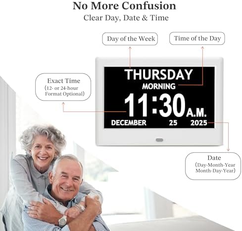 7'' Clocks for Seniors Elderly, Large Display Digital Clock - Image 4