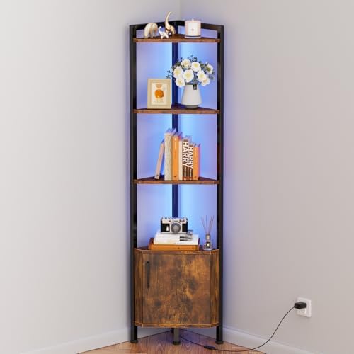 Furnulem Corner Shelf Cabinet, Corner Bookshelf by Furnulem
