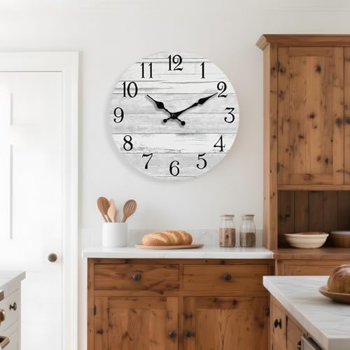 KECYET 18 Inch Wall Clock Battery Operated Gray White Silent Farmhouse - Image 4