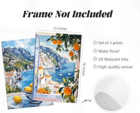 Pouydmi Italy Amalfi Coast Wall Art Posters Italian Travel City Canvas Wall - Image 2