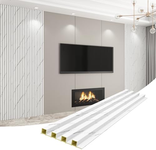 Slat Wall Panel 8-Pack, 118’’x6.1’’, Marble White by Unknown