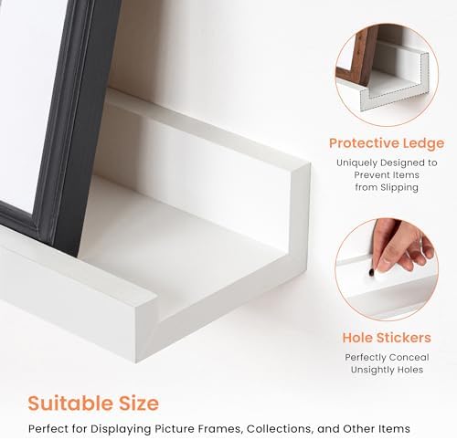RICHFOCUS Picture Ledge Shelf, 36 inch Floating Shelves Set of 2, Wood Wall - Image 4