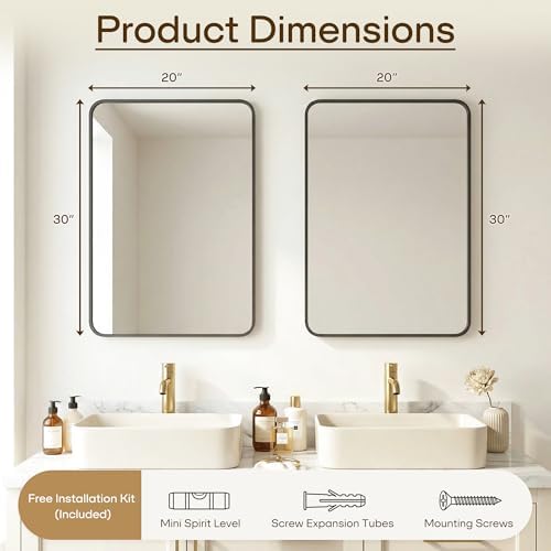 2-Pack 20X30 Inch Bathroom Mirror, Rectangle Aluminum Frame Mirror Anti-Rust - Image 2