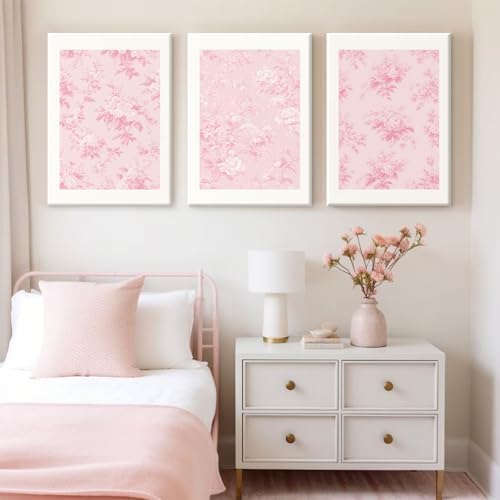 Pink Floral Wall Art Chinoiserie Flower Wall Decor Pictures Aesthetic Canvas - Image 5