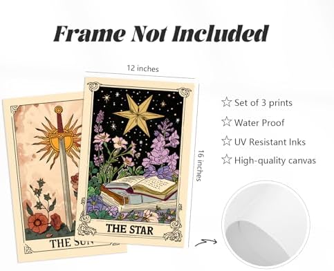 Pouydmi Tarot Card Wall Art Sun Moon Canvas Wall Decor Mystical Astrology Wall - Image 2