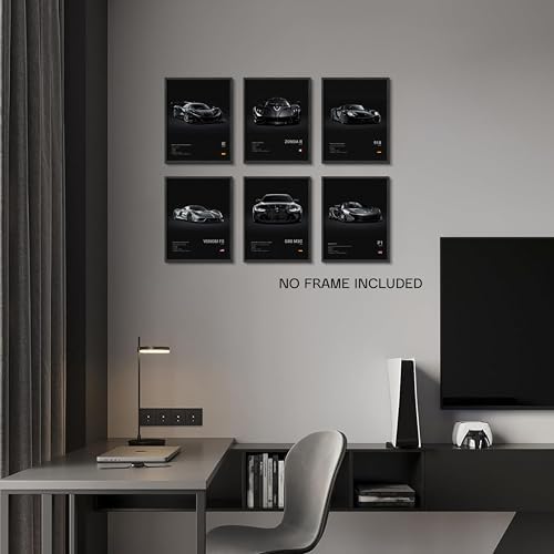 HTTART Car Posters Set of 6, Vintage Car Wall Art, Supercar Aesthetic Prints - Image 2