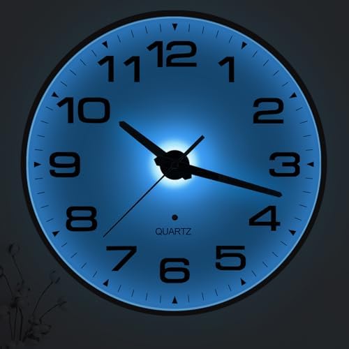 JoFomp Lighted Wall Clocks Battery Operated, 10 Inch Wall Clock by JoFomp