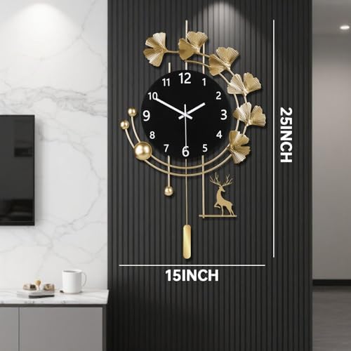 SIN&MI Large Wall Clocks for Living Room, Metal Wall Art Decoration, Silent Non - Image 3