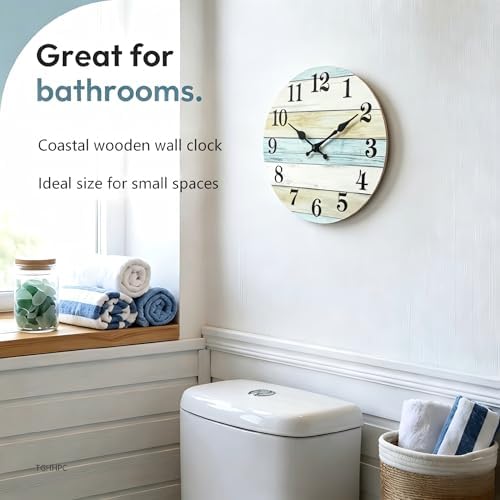 10 Inch Beach Wall Clock, Silent Non-Ticking Battery Operated - Image 7