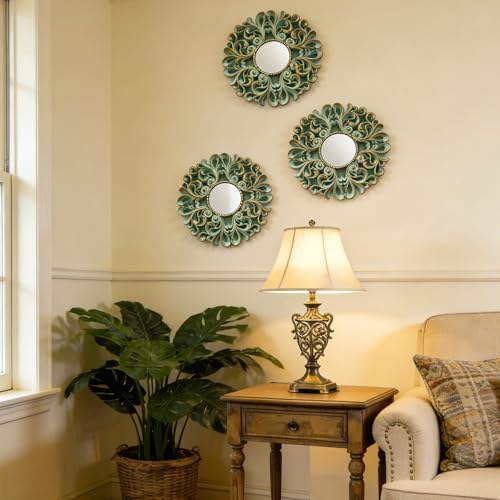 DXYAKY 3 Pack Floral Ornate Decorative Wall Mirror - Image 6