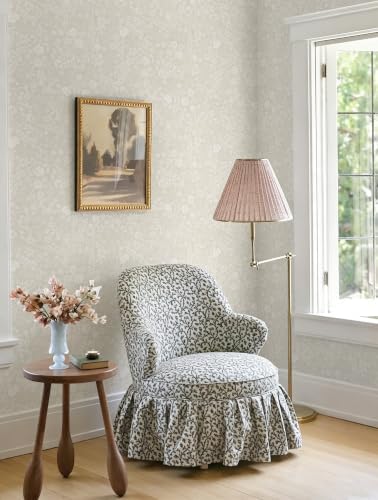 Safiyya Beige Floral Wallpaper Peel and Stick Contact Paper Leaf Modern Boho - Image 3
