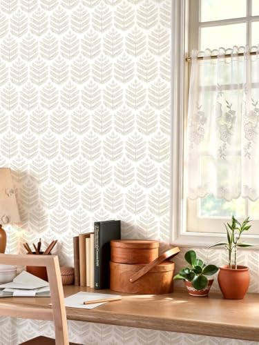 Orainege Peel and Stick Wallpaper Beige Leaf Wallpaper Boho - Image 7